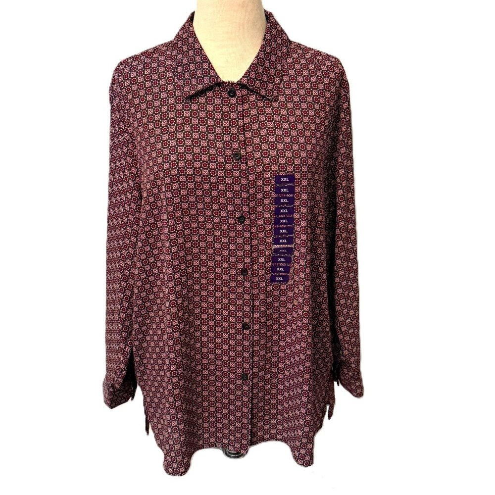 Chelsea & Theodore Button Front Long Sleeve Top Size XXL / 2XL NWT Career Busine